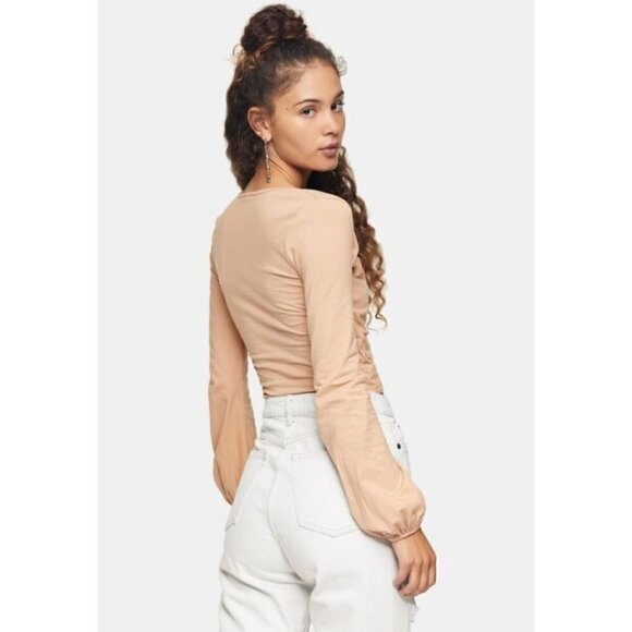 NWD TOPSHOP Size US10 Blush Pink Long Sleeve Ballet Wrap Top No.09A63TBLS - Picture 3 of 12